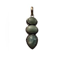 Amazonite Silver Pendant with 3 stones